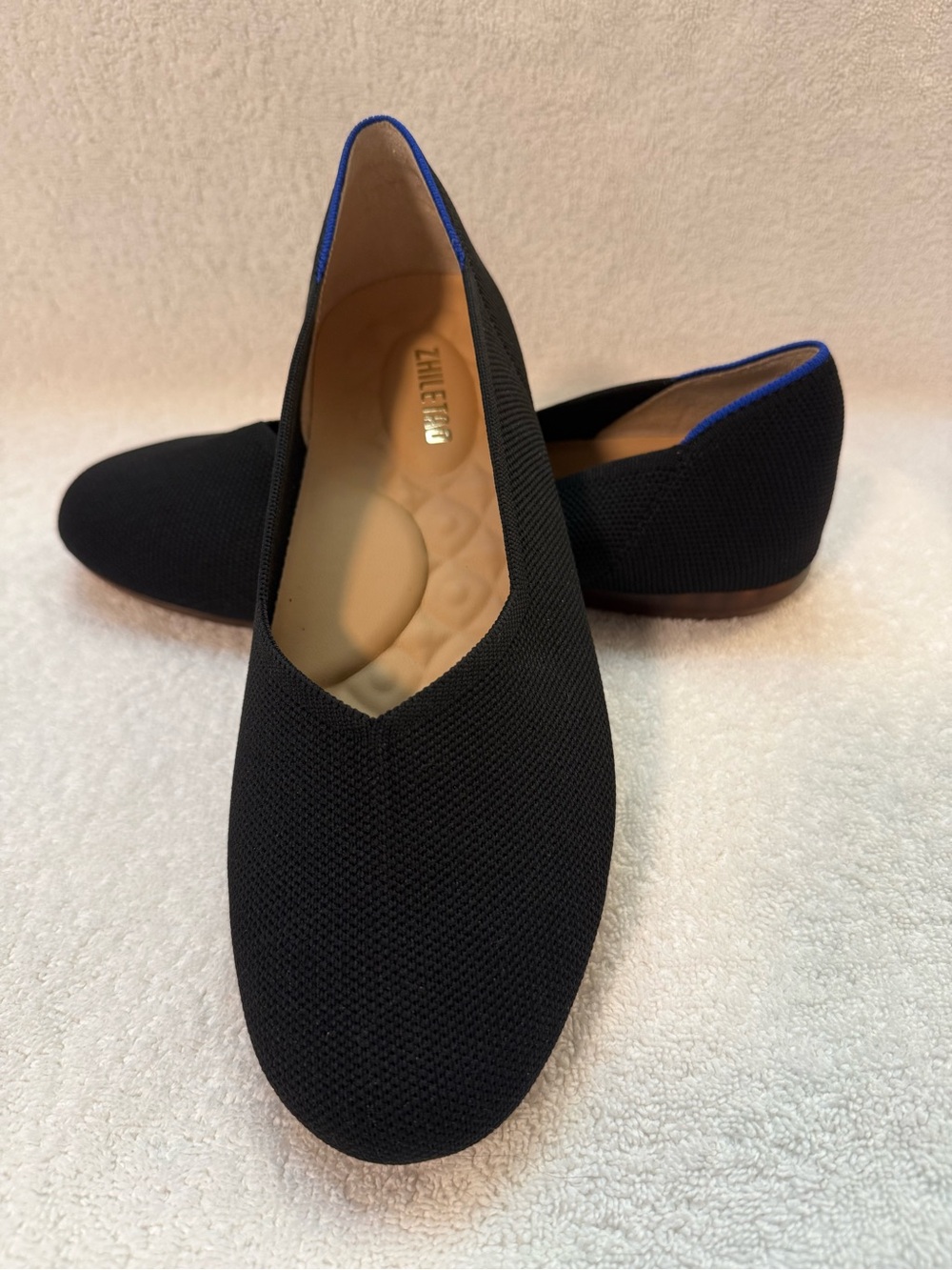 Black Knit Slip-On Women’s Shoe with Blue Trim bundle shoes for deeper discount